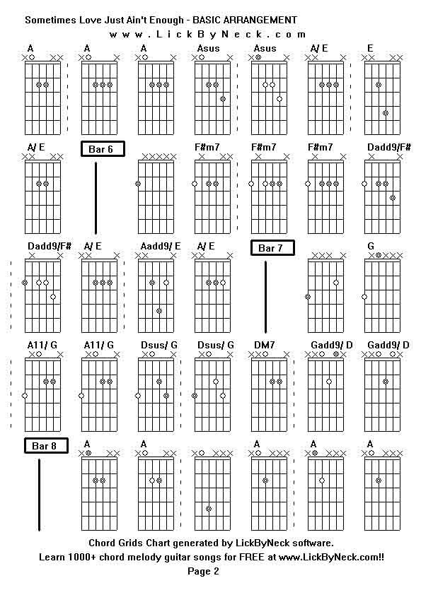 Chord Grids Chart of chord melody fingerstyle guitar song-Sometimes Love Just Ain't Enough - BASIC ARRANGEMENT,generated by LickByNeck software.
